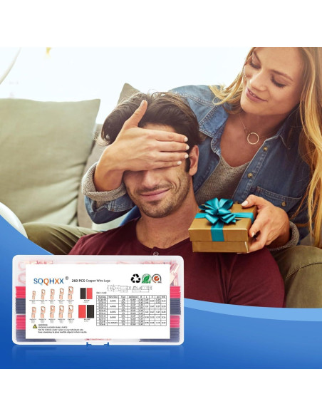 260 Piezas Terminales de Cable de Cobre SQQHXX con Tubos Termocontraíbles