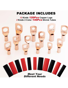 Kit de Conectores de Terminales de Cable Sanuke 260pcs Cobre 2