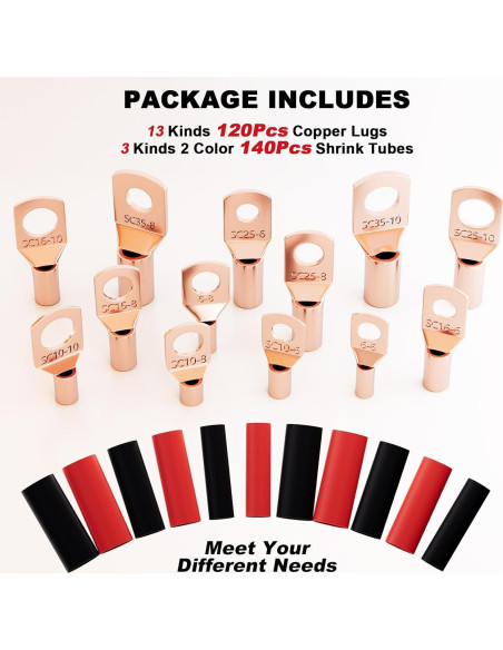 Kit de Conectores de Terminales de Cable Sanuke 260pcs Cobre