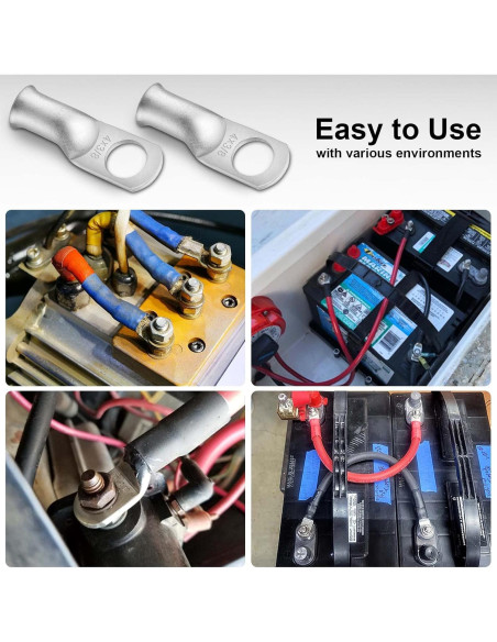 Conectores de Terminal de Anillo iGreely 4 AWG Cobre Estañado 10 Pcs