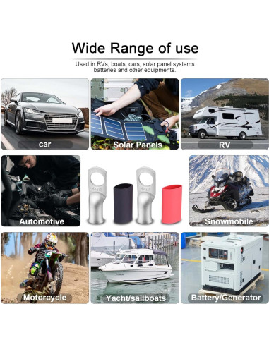 Conectores de Terminal de Anillo iGreely 4 AWG Cobre Estañado 10 Pcs