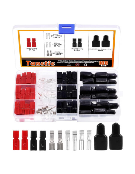 Kit de Conectores de Terminales Rápida Tanstic 108 Pcs 15/30/45 Amp Kit de Conectores de Terminales Rápida Tanstic 108 Pcs 15/30/45 Amp
