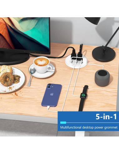 Regleta de Poder LIDER 65W USB-C y USB-A Blanca 1.98m