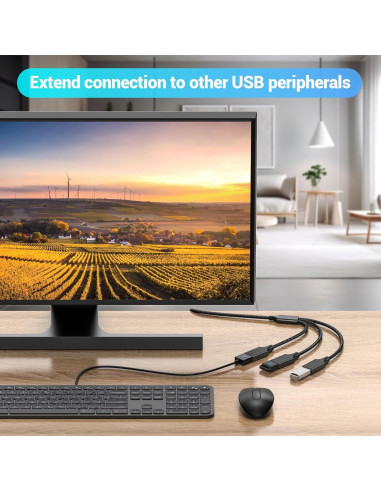 Divisor USB 2.0 MOGOOD 2m - Adaptador Multiport 3 Puertos
