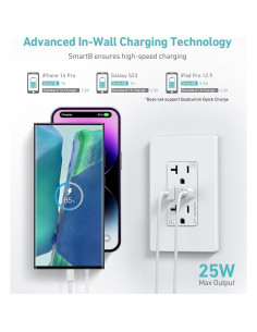 Receptáculo USB Dúplex WEBANG 25W 4.8A Blanco Mate 6 Pzas 2