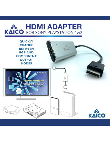 Convertidor HDMI Kaico para PS1 y PS2 - RGB y Componente