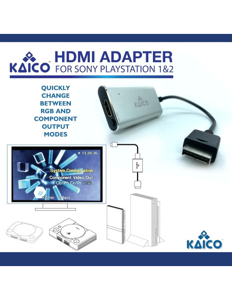 Convertidor HDMI Kaico para PS1 y PS2 - RGB y Componente
