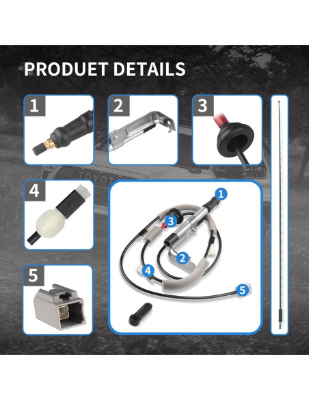 Kit de Antena de Reemplazo E-Vniko para Toyota Tundra 2014-2020