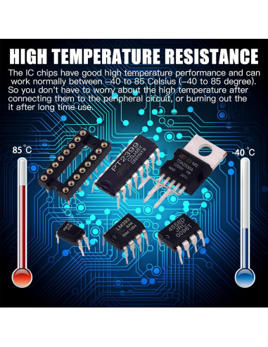 Kit de 63 Chips IC Glarks con Zócalos DIP 8/14/16/18 Pines