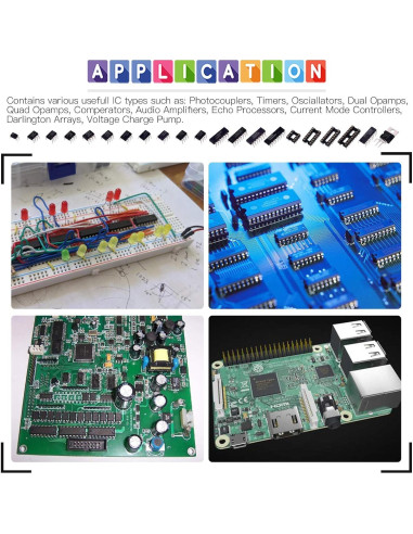 Kit de 63 Chips IC Glarks con Zócalos DIP 8/14/16/18 Pines