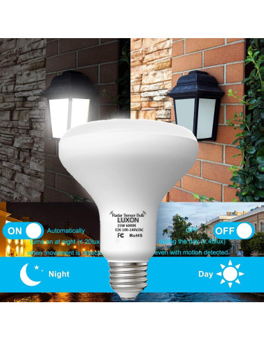 Bombilla LED LUXON 15W con Sensor de Movimiento Radar Dusk to Dawn