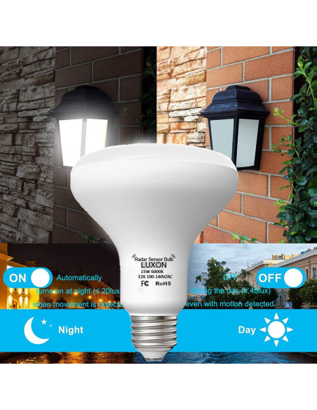Bombilla LED LUXON 15W con Sensor de Movimiento Radar Dusk to Dawn