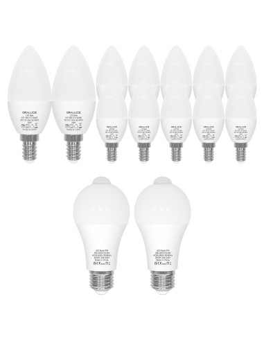 Bombillas LED con Sensor de Movimiento 9W y Candelabro 3000K