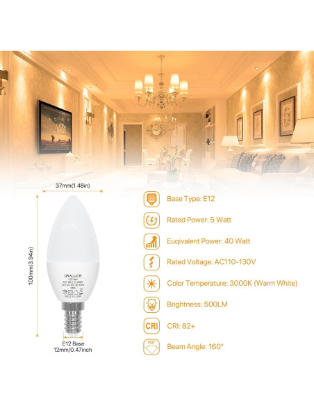 Bombillas LED con Sensor de Movimiento 9W y Candelabro 3000K