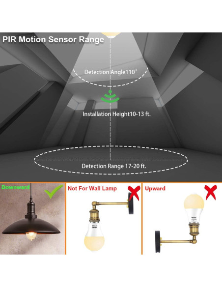 Bombilla LED HEKEE 9W E26 con Sensor de Movimiento PIR - 4 Paquetes