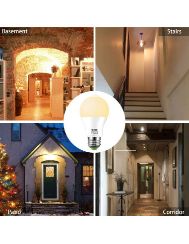 Bombilla LED HEKEE 9W E26 con Sensor de Movimiento PIR - 4 Paquetes