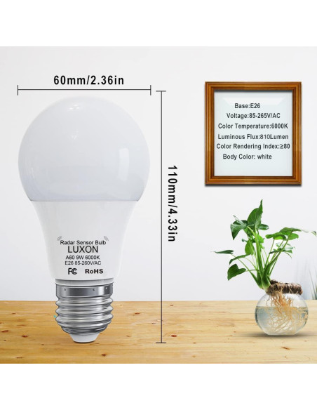 Bombillas LED LUXON con Sensor de Movimiento Radar 9W 6000K