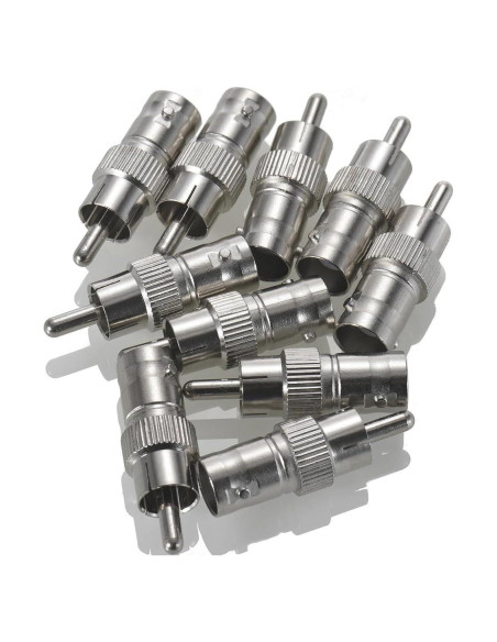Paquete de 10 Adaptadores BNC a RCA Warmstor Niquelados