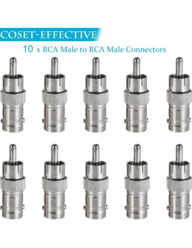 Paquete de 10 Adaptadores BNC a RCA Warmstor Niquelados