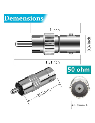 Paquete de 10 Adaptadores BNC a RCA Warmstor Niquelados