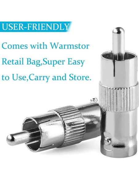 Paquete de 10 Adaptadores BNC a RCA Warmstor Niquelados