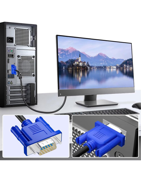 Cable VGA Macho a Macho 1.5m HYANGQU - 2 Pack HD Cable VGA Macho a Macho 1.5m HYANGQU - 2 Pack HD