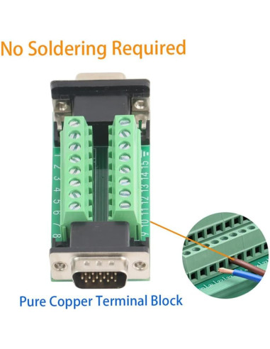 Conector VGA Macho a Hembra 15 Pines Jienk - Placa de Conexión