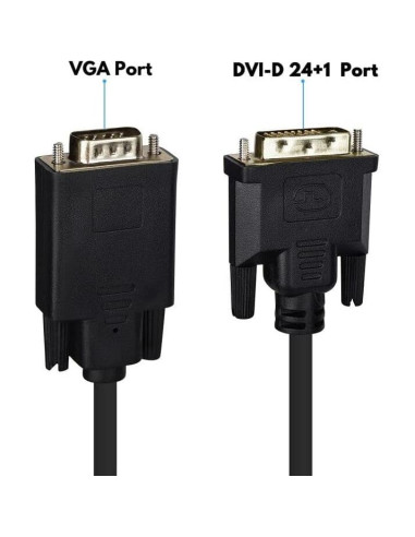 Cable DVI a VGA Wonlyus 1.0m Macho a Macho 1080p
