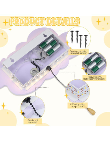 Lámpara de Pared Nube Aurelema LED para Niños 12x10 cm