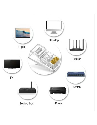 1000 Conectores RJ-45 Cat6 Fjyikj para Cable Ethernet UTP