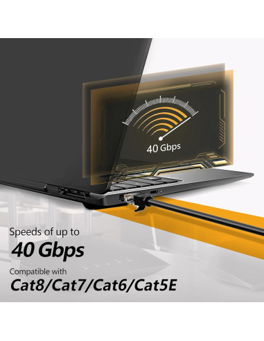 Cable Ethernet 10.67m Brozzag Cat6 Cobre Puro 40Gbps Negro