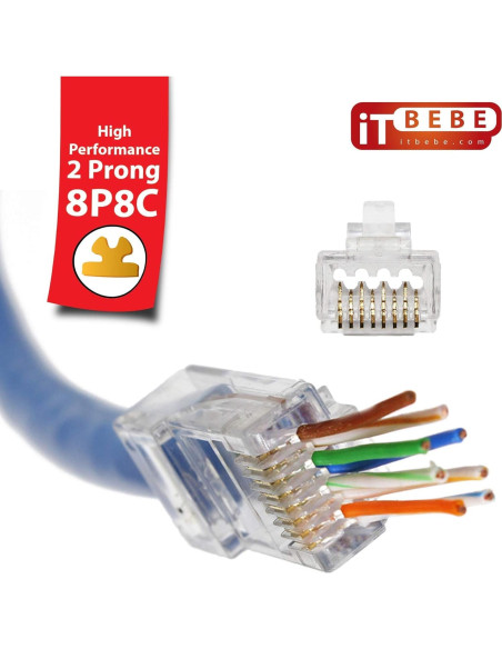 Conectores RJ45 Cat6 ITBEBE 300 Piezas Passthrough 23 AWG