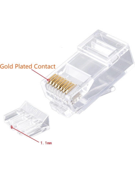 Conectores RJ45 Cat6 UTP Baicheng 100 piezas 2 en 1