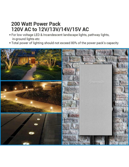 Transformador Bajo Voltaje DEWENWILS 200W 120V a 12V-15V Transformador Bajo Voltaje DEWENWILS 200W 120V a 12V-15V