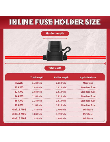 Soporte de Fusible en Línea 12V XIOGZAXI 10 AWG 35.1 cm