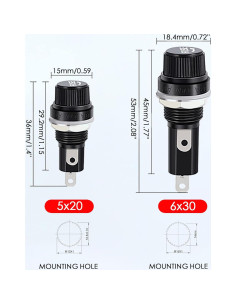 Soporte de Fusible de Montaje en Panel COMPSTUDIO 6x30mm (10pcs) 2