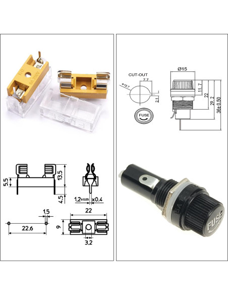 Kit de Fusibles y Portafusibles Kidisoii 5x20mm 250V 12 Piezas Kit de Fusibles y Portafusibles Kidisoii 5x20mm 250V 12 Piezas