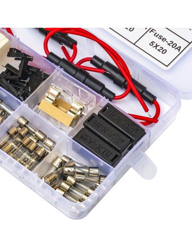 Kit de Fusibles y Portafusibles Kidisoii 5x20mm 250V 12 Piezas