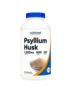 Nutricost Psyllium Husk 1500mg 500 Cápsulas Sin OGM Gluten