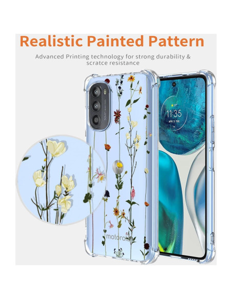 Funda Transparente Jardín Floral para Moto G52 4G/G82 5G/G71S 5G