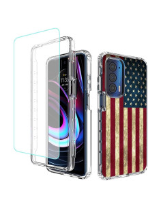 Funda Protectora Floral para Motorola Moto Edge 2021 con Protector de Pantalla