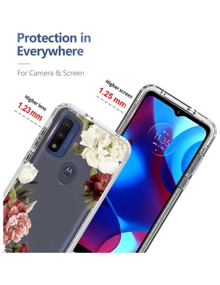 Funda Motorola Moto G Pure 2021 Floral + Protector Vidrio Funda Motorola Moto G Pure 2021 Floral + Protector Vidrio