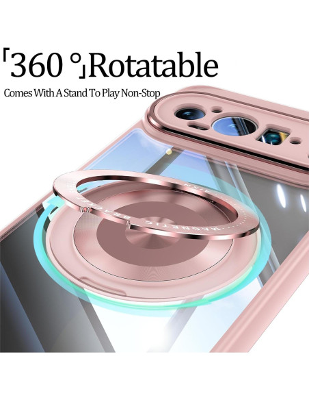 Funda Google Pixel 9 Pro XL Rosa con Soporte Magnético y Delgado Funda Google Pixel 9 Pro XL Rosa con Soporte Magnético y Delgado