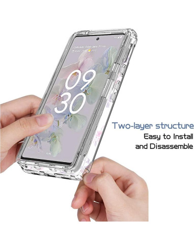 Funda Protectora Google Pixel 6A Sidande Floral Rosa con Protector