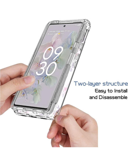 Funda Protectora Google Pixel 6A Sidande Floral Rosa con Protector