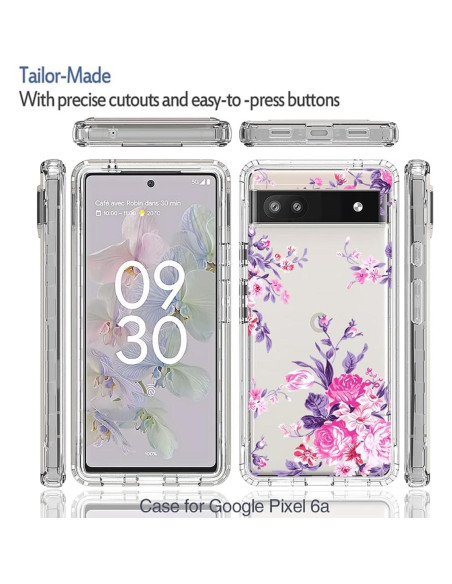 Funda Protectora Google Pixel 6A Sidande Floral Rosa con Protector