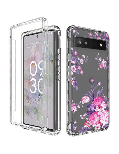 Funda Protectora Google Pixel 6A Sidande Floral Rosa con Protector