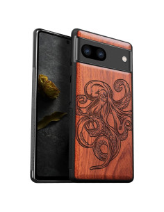 Funda de Madera Carveit para Google Pixel 8 - Pulpo-Rosy