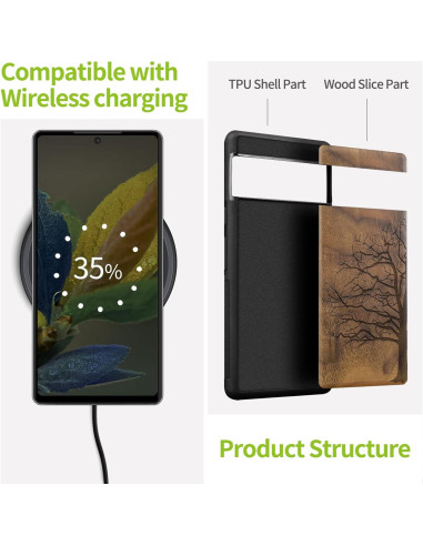 Funda de Madera Carveit para Google Pixel 8 - Antichoque