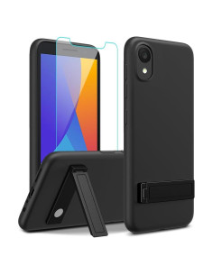 Funda Alcatel 1 2021 con Protector de Pantalla y Soporte - Negro